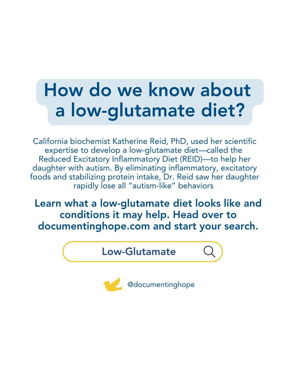 DocumentingHope's tweet image. Excess glutamate from processed food may trigger excitotoxicity in kids with autism, PANS/PANDAS & more. Learn how one mom-biochemist used a low-glutamate diet to help her daughter recover. It’s science-backed + practical. Read: documentinghope.com/low-glutamate-… #documentinghope