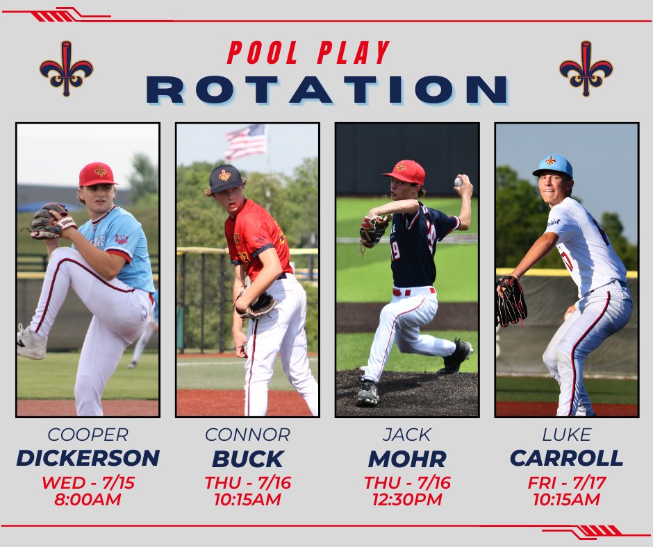 Louisville Baseball Club 2028 American (@lbc2028american) on Twitter photo ⛽️ POOL PLAY STARTERS ⛽️
Tentative starting pitchers for this weekend's pool play matchups💪
<a href="/LouBSBClub/">Louisville Baseball Club</a> ⛽️ POOL PLAY STARTERS ⛽️
Tentative starting pitchers for this weekend's pool play matchups💪
<a href="/LouBSBClub/">Louisville Baseball Club</a>