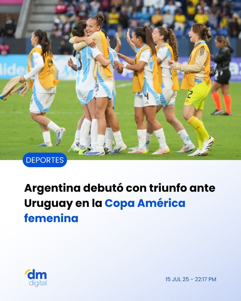 #Deportes | La Selección Argentina femenina arrancó la Copa América con un triunfo 1-0 ante Uruguay gracias a un gol de Florencia Bonsegundo. 

El próximo partido será contra Chile este viernes a las 21:00.

Para más info delmardigital.net/argentina-debu…