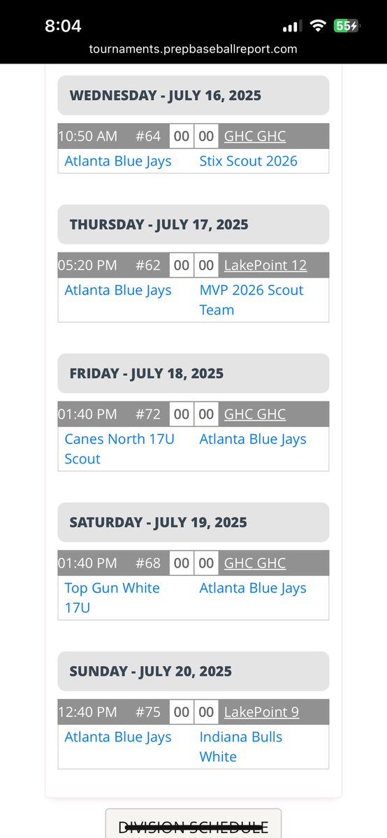 Atlanta Blue Jays (@atlantabluejays) on Twitter photo Let’s go! <a href="/PBRTournaments/">Prep Baseball Tournaments</a> <a href="/PBRGeorgia/">Prep Baseball Georgia</a>
20 games in 15 days in 4 states! <a href="/BluebookBeede/">Coach Beede</a> <a href="/shegone03/">Fryedaddy/Frito</a> <a href="/Alek_Manoah6/">MANOAH</a> <a href="/prepbaseball/">Prep Baseball</a> <a href="/PB_Uncommitted/">Prep Baseball Uncommitted</a> Let’s go! <a href="/PBRTournaments/">Prep Baseball Tournaments</a> <a href="/PBRGeorgia/">Prep Baseball Georgia</a>
20 games in 15 days in 4 states! <a href="/BluebookBeede/">Coach Beede</a> <a href="/shegone03/">Fryedaddy/Frito</a> <a href="/Alek_Manoah6/">MANOAH</a> <a href="/prepbaseball/">Prep Baseball</a> <a href="/PB_Uncommitted/">Prep Baseball Uncommitted</a>