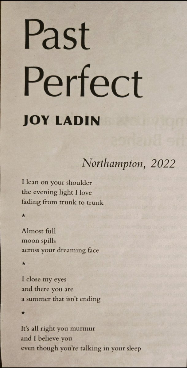 shaneschick's tweet image. "and there you are
a summer that isn't ending."
Good night from Joy Ladin (in @AmPoetryReview.