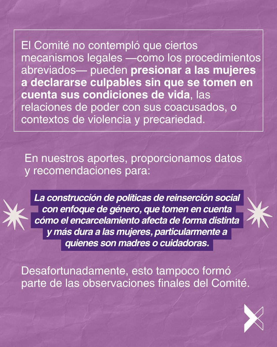 EquisJusticia's tweet image. Desde #EQUIS celebramos que el Comité #CEDAW haya reconocido la falta de perspectiva de género en el sistema de justicia penal en 🇲🇽... pero, es preciso ir más allá: llamamos a @CedawUn a considerar también las voces y experiencias de las mujeres privadas de la libertad en México…
