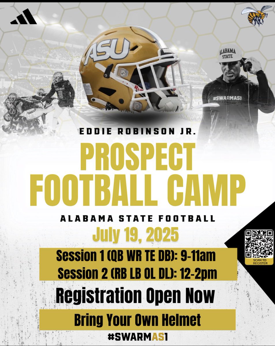 Chris Barnette (@coachbarnette) on Twitter photo Last opportunity to show out! Game changers and future Hornets will be in attendance! Last year the majority of our signees attended camp! We like who like us! Class of 2026, 2027, 2028, Register now, link below! #Swarmas1 
eddierobinsonjrfootballcamps.com Last opportunity to show out! Game changers and future Hornets will be in attendance! Last year the majority of our signees attended camp! We like who like us! Class of 2026, 2027, 2028, Register now, link below! #Swarmas1 
eddierobinsonjrfootballcamps.com
