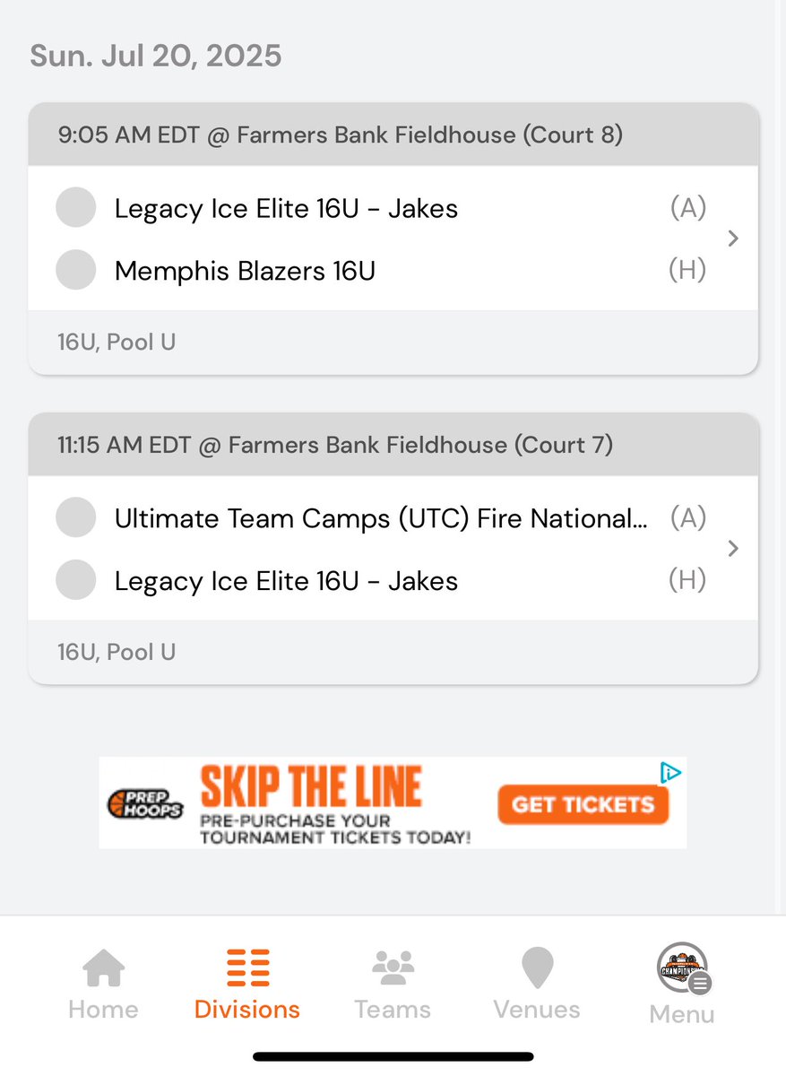 Our schedule for this weekends <a href="/PrepHoopsIN/">Prep Hoops Indiana</a> National Open Championship