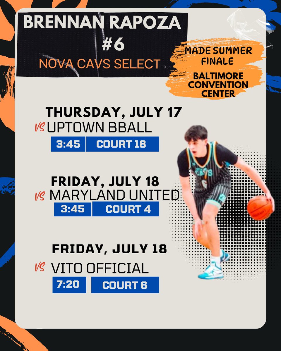 Brennan Rapoza (@brennan_rapoza) on Twitter photo Please come out and watch me and my <a href="/novacavaliers/">NOVA Cavaliers</a> teammates play in our final AAU tournament of the season at the Made Hoops Finale in Baltimore. <a href="/madehoops/">MADE Hoops</a> Please come out and watch me and my <a href="/novacavaliers/">NOVA Cavaliers</a> teammates play in our final AAU tournament of the season at the Made Hoops Finale in Baltimore. <a href="/madehoops/">MADE Hoops</a>