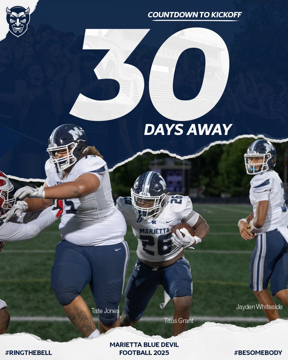 🗓️ Let the countdown begin... 3⃣0⃣ Days until the start of the 2025 Season! #mariettafootball #besomebody