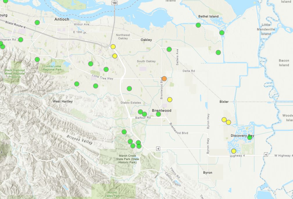 SandhyaABC7's tweet image. Moderate to poor air quality in Antioch, Brentwood &amp;amp; Discovery Bay now.  #Antioch #willowfire