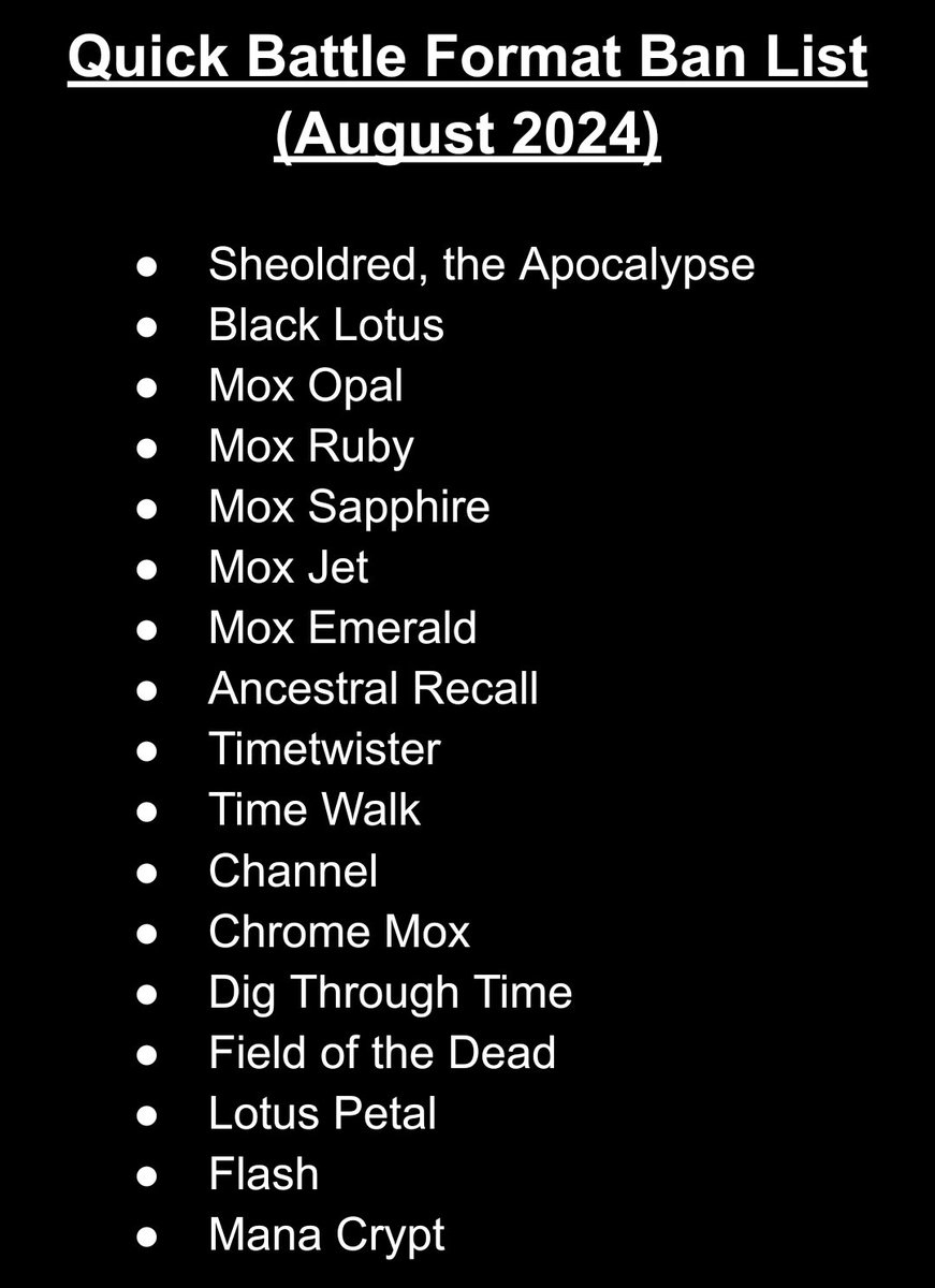 galaxyhap's tweet image. I have decided to ban Channel because the card can pull out massive plays that otherwise create certain problems. Cards like Ghalta, Primal Hunger, for example, can be exploited from its mana cost in a way that is unimaginable.

#MagicTheGathering #QuickBattle #NewFormat