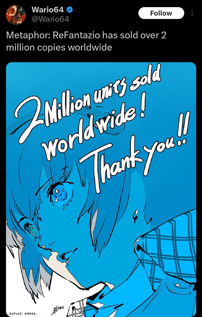 Remember yall....4m in 3 days across a 70m install base = Flop....
But 2m in 10 months across an install base of 300m+ = Hooray! And before you mention budget FFs budget is double Metaphors at best(and thats highly supplemented by Sony), yet its doing triple/quadruple sales!