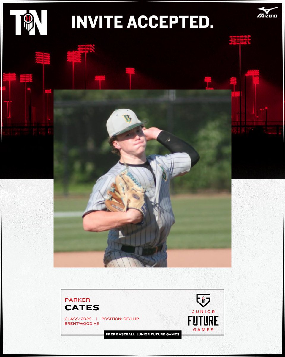 Prep Baseball Tennessee (@prepbaseballtn) on Twitter photo ๐๐๐ซ๐ค๐๐ซ ๐๐๐ญ๐๐ฌ โก๏ธ #๐๐๐๐
๐๐๐
+ 2029 OF/LHP Parker Cates (@ParkerCates10; @WCSBHSBaseball) is ๐๐๐๐๐๐ ๐๐ ๐ to represent #TeamTennessee at the 2025 Prep Baseball Junior Future Games at LakePoint Sports in Emerson, GA.
๐ค: loom.ly/ms6NXRo // ๐๐๐ซ๐ค๐๐ซ ๐๐๐ญ๐๐ฌ โก๏ธ #๐๐๐๐
๐๐๐
+ 2029 OF/LHP Parker Cates (@ParkerCates10; @WCSBHSBaseball) is ๐๐๐๐๐๐ ๐๐ ๐ to represent #TeamTennessee at the 2025 Prep Baseball Junior Future Games at LakePoint Sports in Emerson, GA.
๐ค: loom.ly/ms6NXRo //