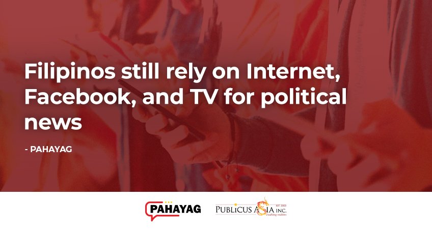 publicusasia's tweet image. PRESS RELEASE | Filipinos still rely on Internet, Facebook, and TV for political news – PAHAYAG
Read more: publicusasia.com/pahayag
#PAHAYAG #PUBLiCUS
