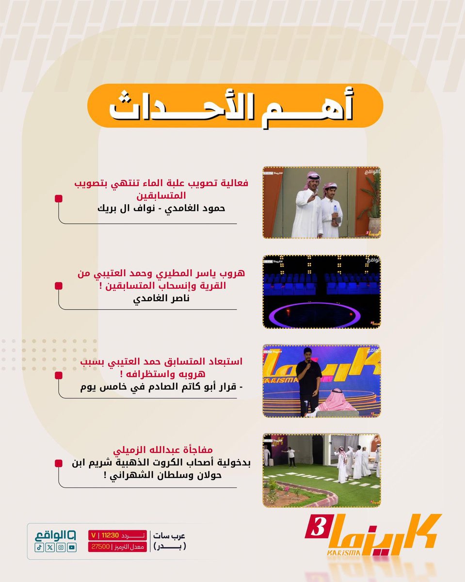 يوم ممتع ومليئ بالأحداث المتنوعة مع الكاريزماوية🤍

أحداث اليوم الخامس كاملةً تجدونها في القائمة التشغيلية على اليوتيوب 👇🏻:
🔗: youtube.com/playlist?list=…

#كاريزما5