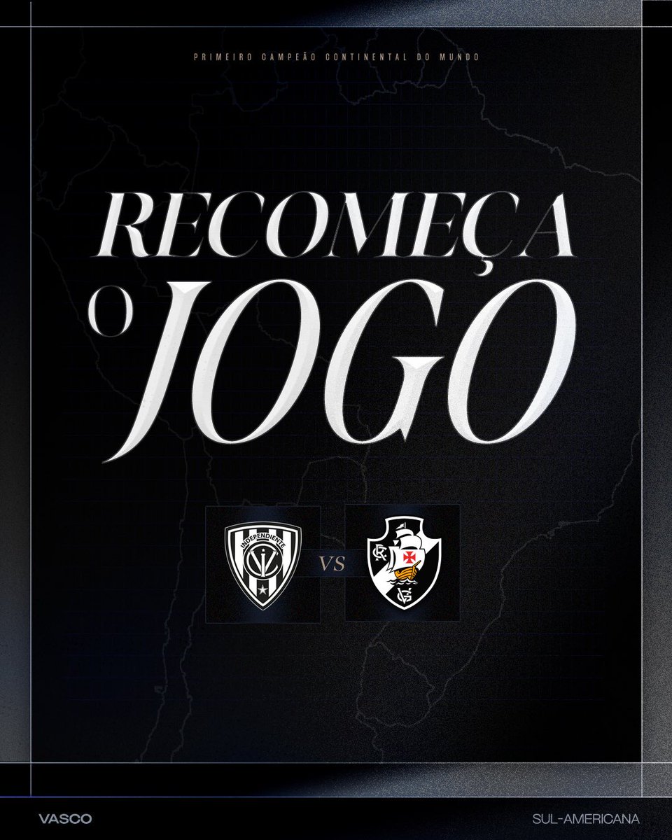 VascodaGama's tweet photo. Vamos para a etapa final da partida.
#IDVxVAS 1️⃣-0️⃣
#Sudamericana2025
#VascoDaGama https://t.co/AOAwiuGVBI