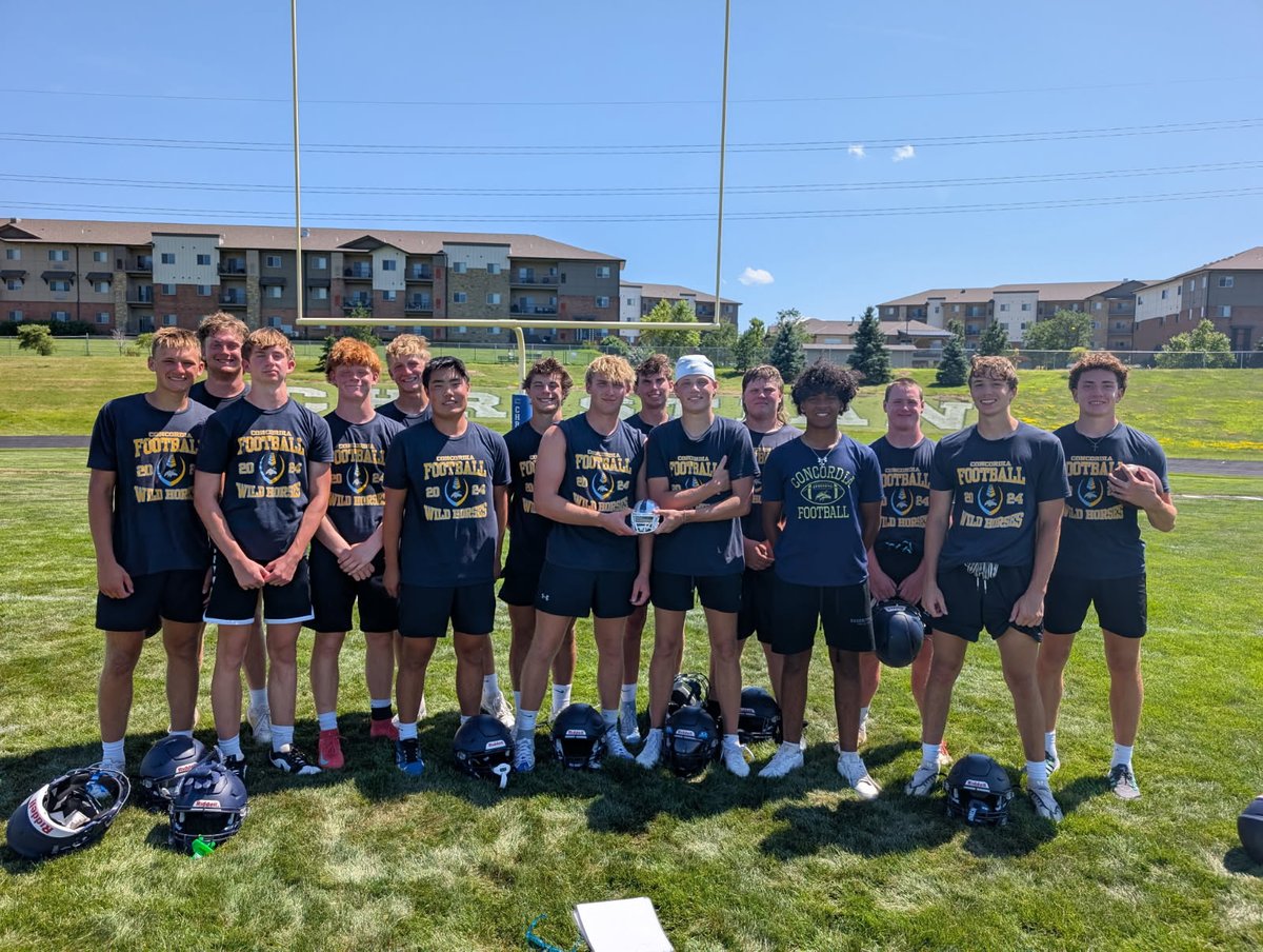 CLSOFootball's tweet image. Mustangs brought home some helmet hardware today, 2025 Lincoln Christian 7-on-7 Tourney Champs with a record of 6-1!  The Mustangs defeated LC in the Championship Game 12-0.  Tanner David was picked as Player of the Day playing WR!  What a great group!
#RunWithTheMustangs #Champs