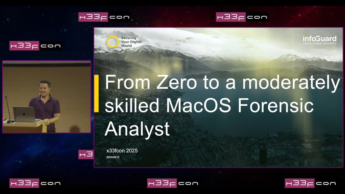x33fcon's tweet image. #x33fcon 2025 talks: @malmoeb - From Zero to a Moderately Skilled MacOS Forensic Analyst > youtu.be/cgHmv2JKZ-Y