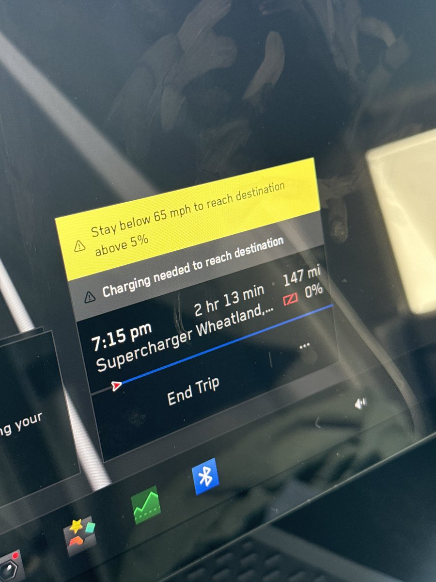 DavidMoss253's tweet image. Tesla trip planner never lies! 0% arrival in Wheatland, WY just now