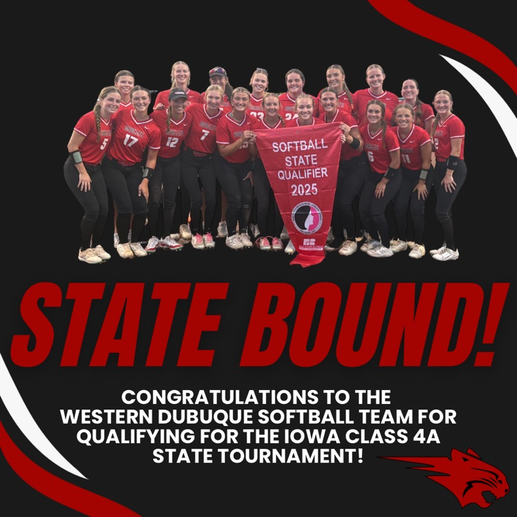 STATE BOUND!

The Western Dubuque softball team is headed to Fort Dodge after clinching a spot in the Iowa Class 4A State Tournament!

Congrats to our Bobcats on this incredible accomplishment—your hard work, grit, and teamwork have paid off!
#wdbqschools