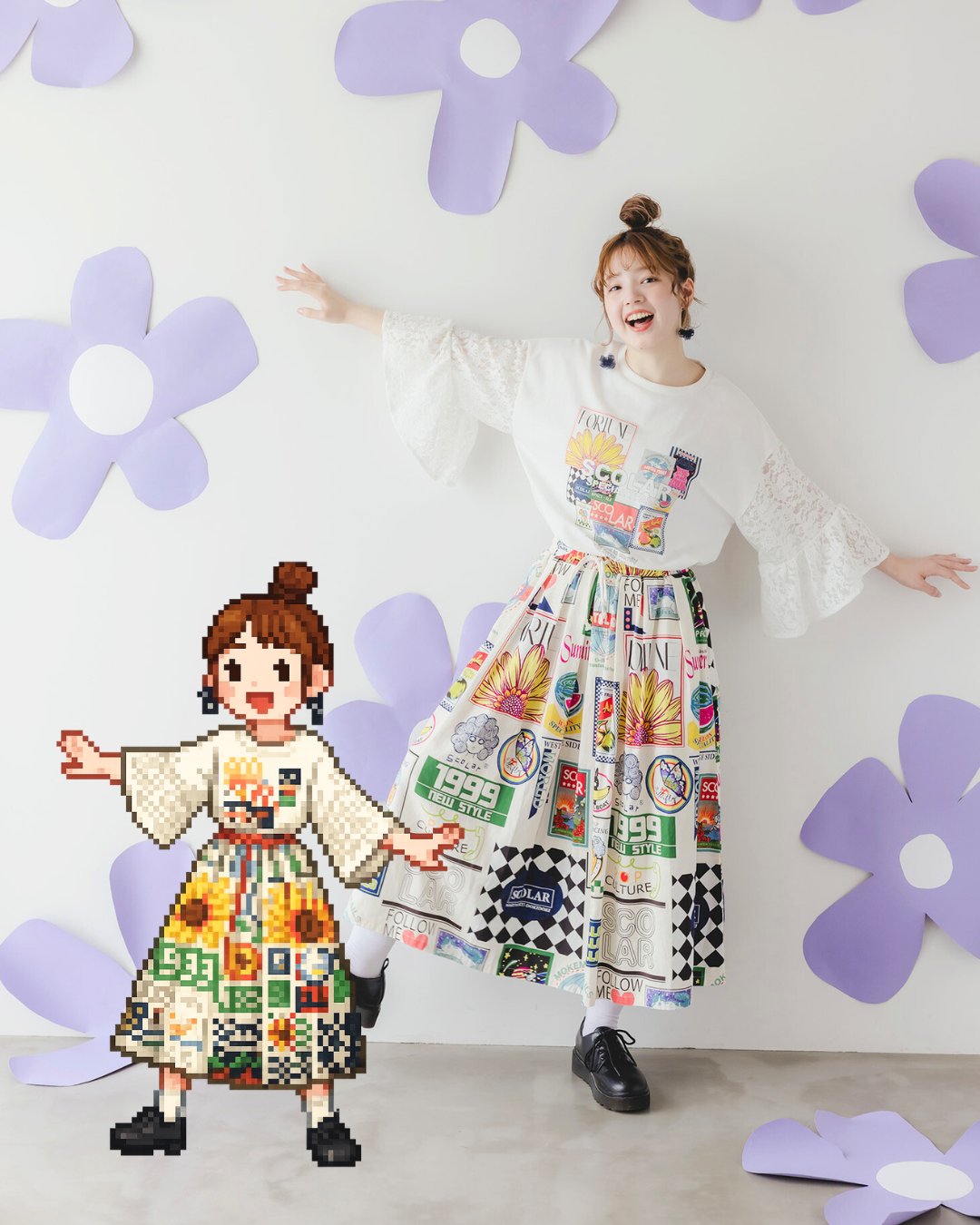 Scolar アメリカンダイナー柄スカート スカラー イラスト