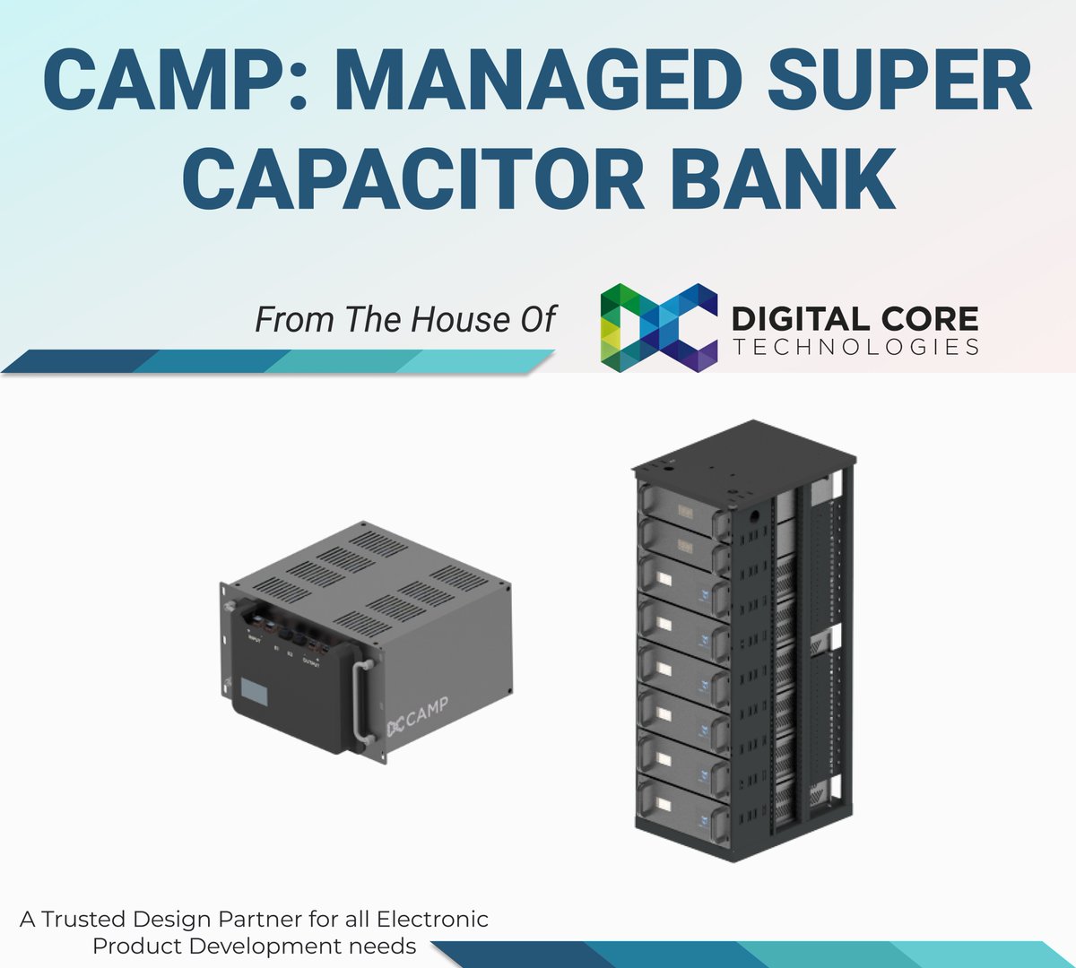 dicortech's tweet photo. Unveiling a new addition to our #CoreModules collection : #CAMP - DCT's Smart, Scalable Managed #SuperCapacitorBank

• Modular Design
• Scalable Architecture
• Smart Temp. &amp; Voltage Monitoring
• Network Connectivity
• Rugged Operation- Even in extreme temps (-20°C to +55°C). https://t.co/iTrdJmHUAJ