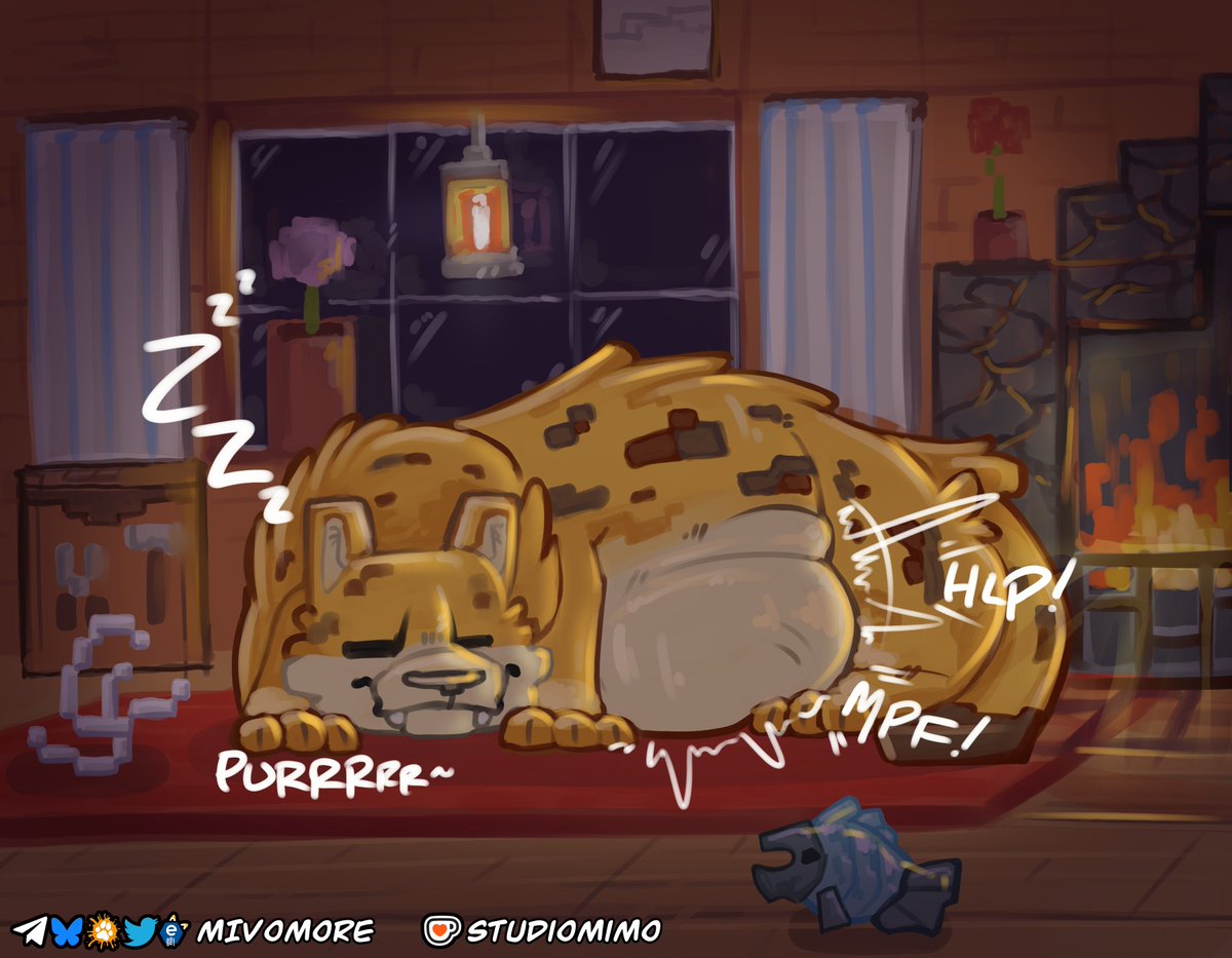 Take the time to learn what a tamed ocelot looks like - could really save you some future hassle~

Sure hope this sleeping cat doesn't skip the night cycle to day right away, either...

- #vore -