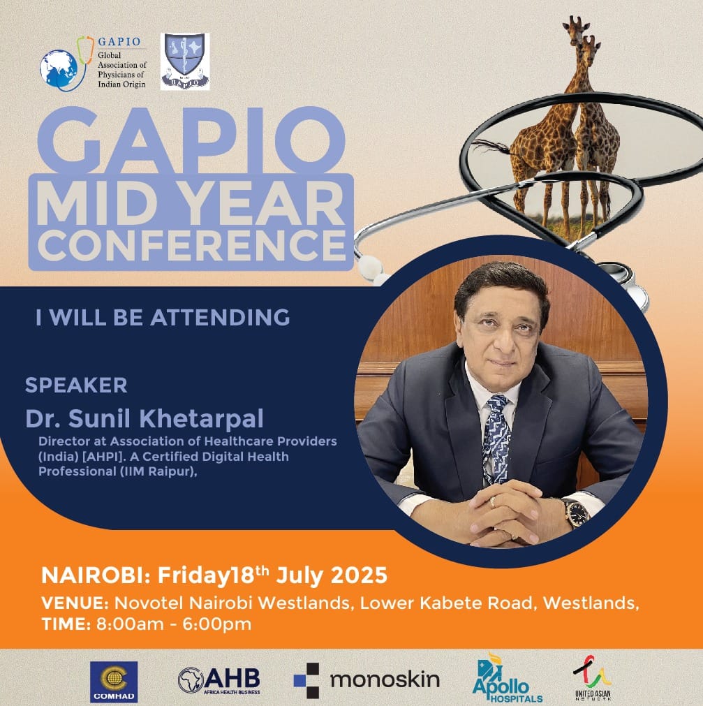 GAPIO (@gapiotweets) on Twitter photo Pleased to welcome Dr. Sunil Khetarpal, Director <a href="/ahpi_india/">Association of Healthcare Providers (India) - AHPI</a> & certified digital health leader, to #GAPIO Mid-Year Conference 🇰🇪
🗓️ July 18 | 📍 Novotel Nairobi
🔗 Register: bookcpd.com/course/gapio-m…
#DigitalHealth #Nairobi2025 #GlobalDoctors Pleased to welcome Dr. Sunil Khetarpal, Director <a href="/ahpi_india/">Association of Healthcare Providers (India) - AHPI</a> & certified digital health leader, to #GAPIO Mid-Year Conference 🇰🇪
🗓️ July 18 | 📍 Novotel Nairobi
🔗 Register: bookcpd.com/course/gapio-m…
#DigitalHealth #Nairobi2025 #GlobalDoctors
