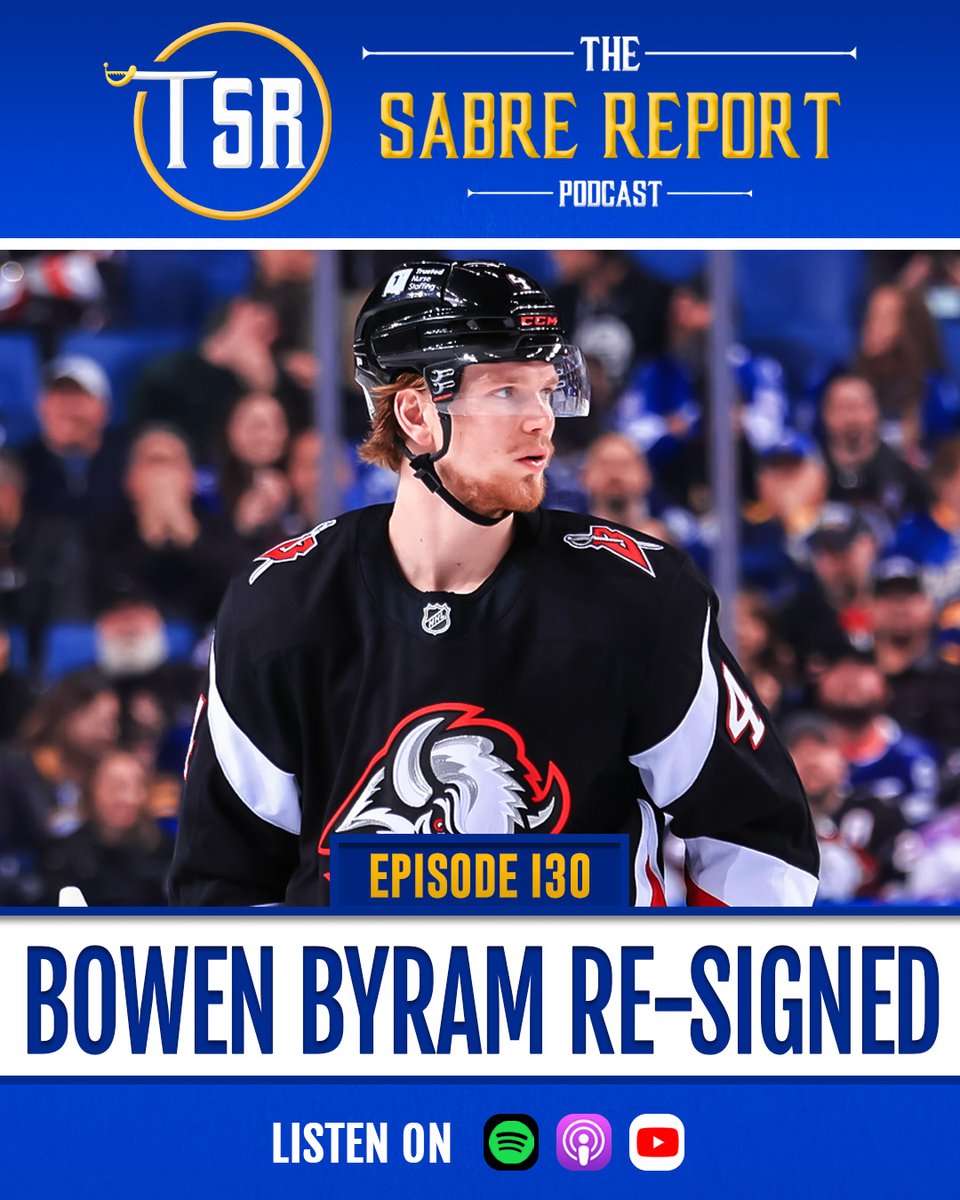 TheSabreReport's tweet image. 🚨 NEW EPISODE 🚨
Episode 130 - Bowen Byram Re-Signed
⚔️ Sabres re-sign Bowen Byram
⚔️ Roster looks to be completed
⚔️ Getting angry at their offseason (again)
🎧 Spotify: open.spotify.com/episode/5NBlcP…
🎧 Apple Podcasts: podcasts.apple.com/us/podcast/the…
📺 YouTube: youtu.be/NRYh8ppFwlY