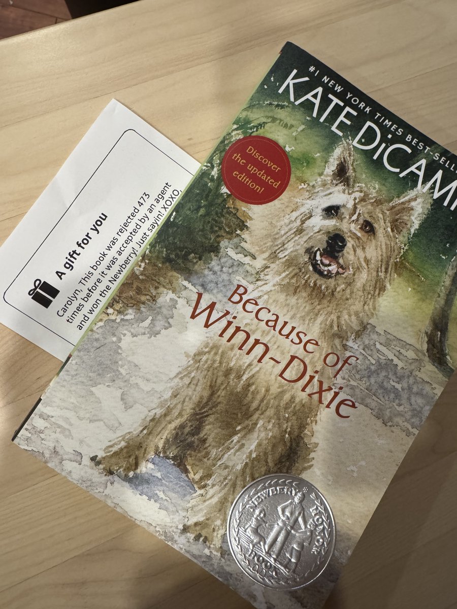 CarolynKWrites's tweet photo. My mother-in-law (who is also querying) just sent me this in the mail. The note reads:

"Carolyn, This book was rejected 473 times before it was accepted by an agent and won the Newberry. Just sayin! XOXO."

🥺🥺🥺🥺🥺

#amquerying #amtouched #amtearingupalittle https://t.co/jSj0IzjoeO