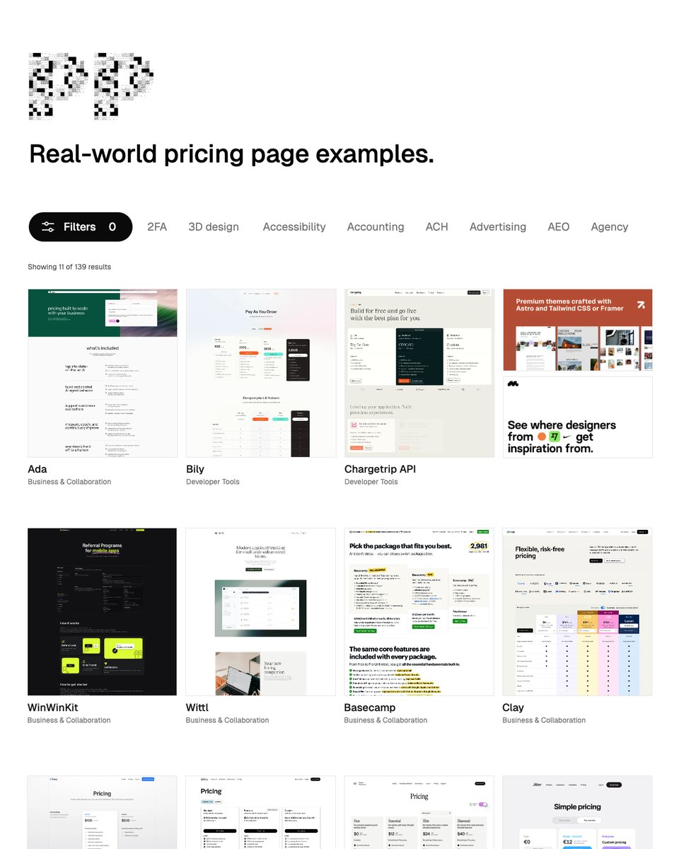 AdhamDannaway's tweet image. 💰 Real-world pricing page examples
A curated collection of real-world pricing page designs to help inspire your design:
✅ Filter by category, style, & colour 🎨
✅ Full page screenshots
✅ Completely free
↳ pricingpatterns.com