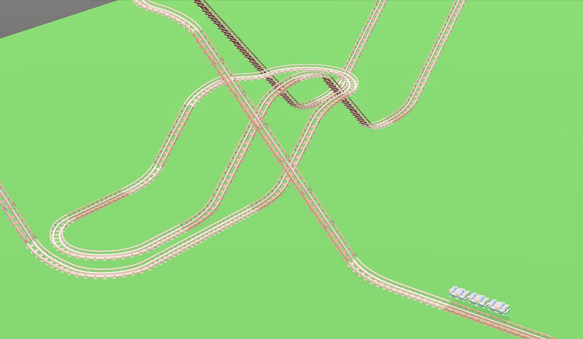 jackm1600's tweet photo. This week @gauntletai I am building my first-ever video game! Decided to tackle a Roller Coaster Tycoon remake and just wrapped up the track building system with stations, curves, lifts, and loops. https://t.co/A3zFnnmpoA