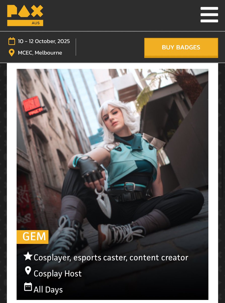 Gem 🦊🐥 (@thegemcosplay) on Twitter photo Incredibly honoured to be a guest at <a href="/PAXAus/">PAX Australia</a> once again! 🥹
I’m also extremely excited to be back as the host of the Crown Championships of Cosplay!! #PAXAUS Incredibly honoured to be a guest at <a href="/PAXAus/">PAX Australia</a> once again! 🥹
I’m also extremely excited to be back as the host of the Crown Championships of Cosplay!! #PAXAUS