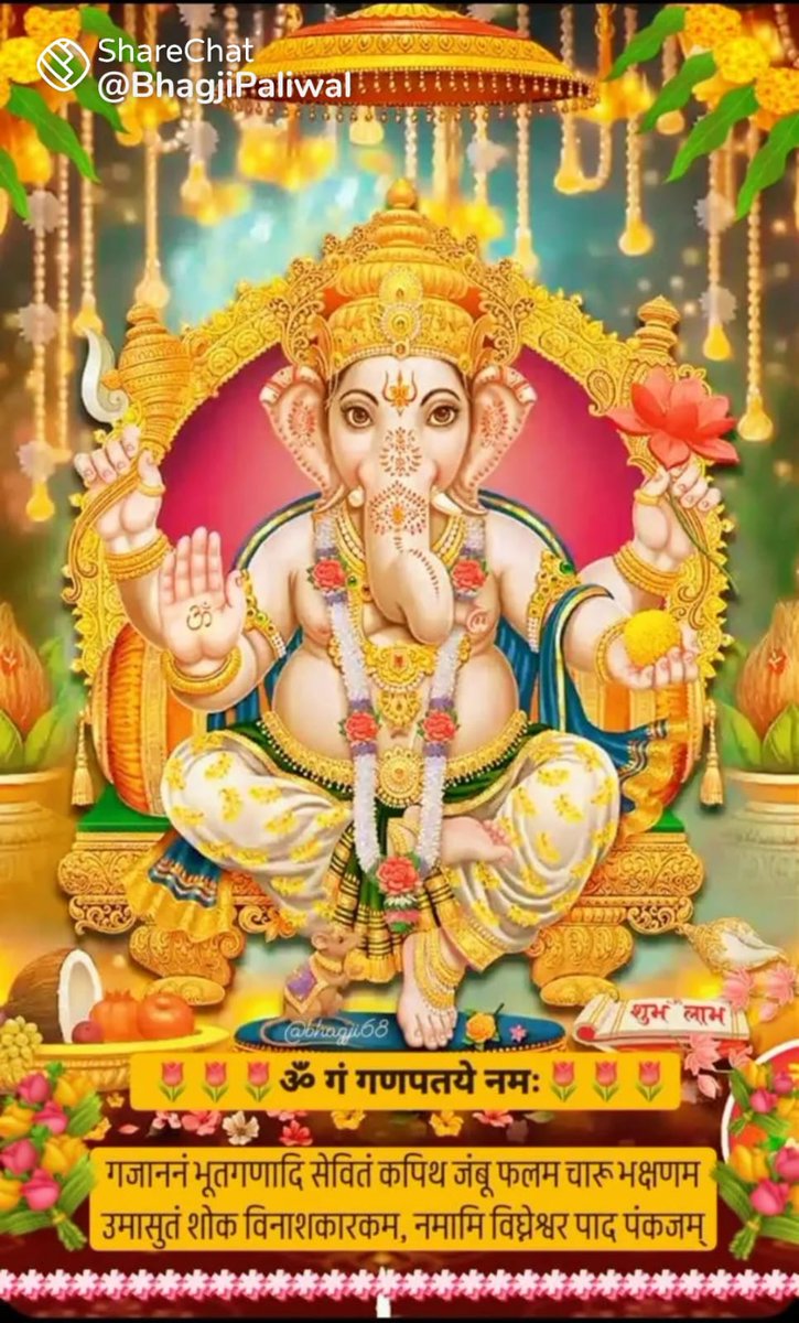 *🔱॥ ॐ श्री गणेशाय नम ॥🔱*

*🔥श्रीगणेशवन्दना 🔥*
*🔥प्रातः स्मरामि* *गणनाथमनाथबन्धुं* *सिन्दूरपूरपरिशोभितगण्डयुग्मम्।* *उदण्डविघ्नपरिखण्डनचण्डदण्डम्* *आखण्डलादिसुरनायकवृन्दवन्द्यम्🔥*
*🔥
🎊🎊🎊🎊🎊🎊🎊🎊
🔥🔱🔥🔱🔥🔱🔥🔱
*सुप्रभात मित्रों----