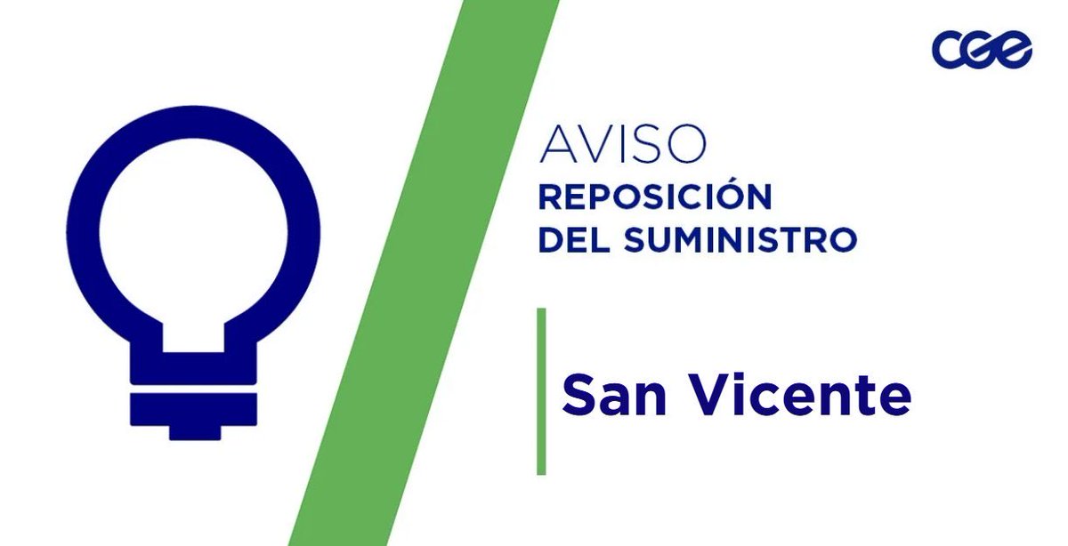 Informamos a nuestros clientes de los sectores de Pumaiten, Millahue, Idahue, 11 de Septiembre, Horacio Aránguiz, comuna de #SanVicente, la normalización del servicio. Verifica tus automáticos, si continúas sin energía, comunícate con tu número de cliente a nuestros distintos