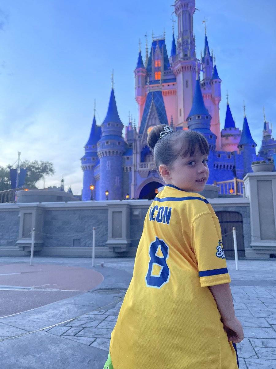 DJIngram03's tweet photo. Spending yet another birthday at MK! She met @jacksonolson__ a month ago and has not stopped asking for his jersey. So she opened it this morning and wore it all over the park! Happy 5th birthday Hadley! https://t.co/X0kCqQUehN
