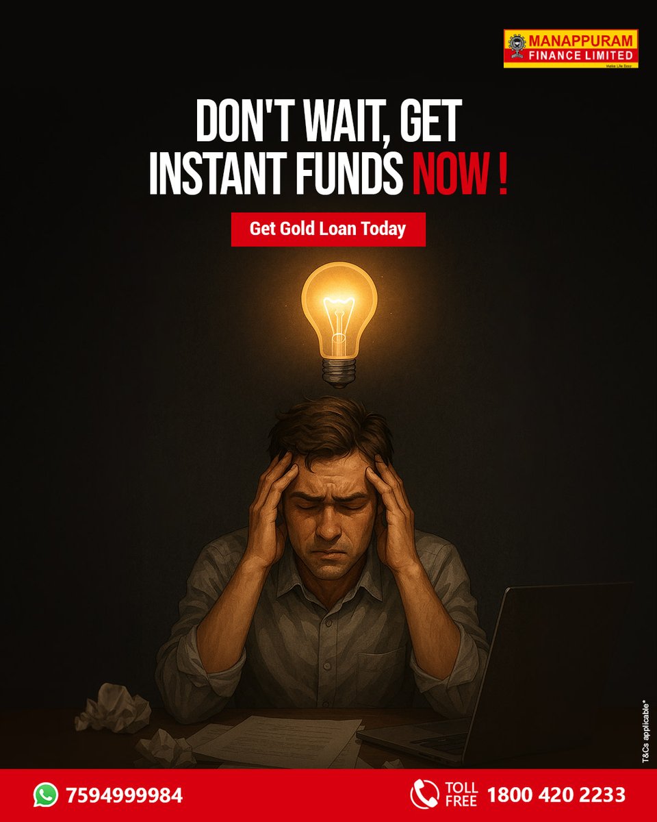 ManappuramMAFIL's tweet photo. Life's unexpected moments, covered.Manappuram Gold Loan offers instant funds and flexible repayment options to support your financial journey.

Apply now: https://t.co/slbX3M3Nrm

*T &amp; C Apply

#ManappuramFinance #carloan #instantgoldloan #Goldloan #gold #goldrate #goldupdates https://t.co/HuWg2PlEer