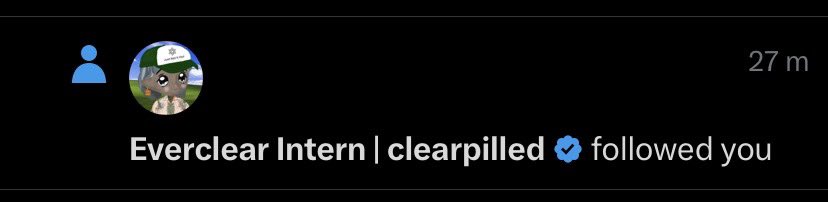 Omg, <a href="/EverclearIntern/">Everclear Intern | clearpilled</a> now follows me 😮‍💨

Best day ever ❄️