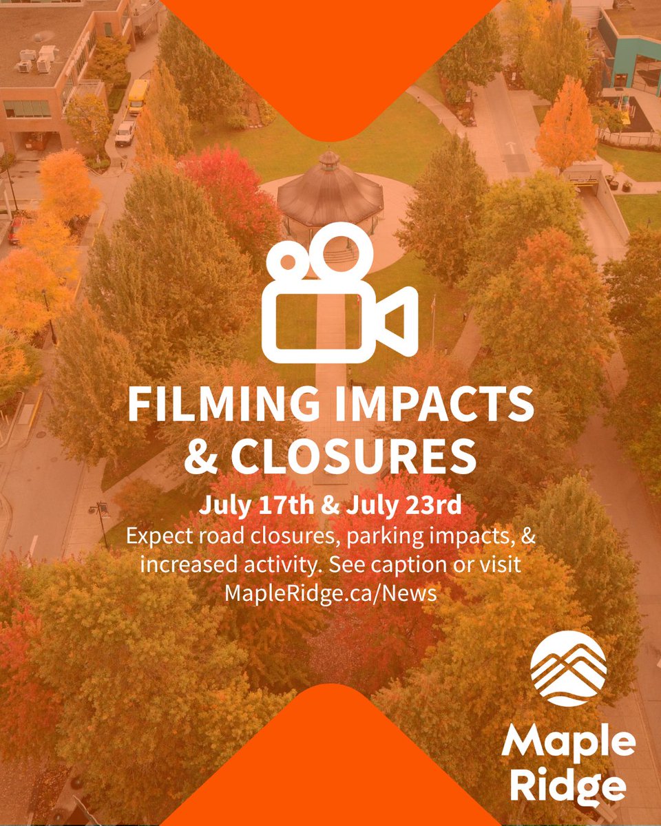 YourMapleRidge's tweet image. 🎬 Filming Impacts Alert – Memorial Peace Park - July 17 & 23
MapleRidge.ca/FilmingJuly2025
Large-scale film productions are scheduled for Thursday July 17 and Wednesday July 23 in Memorial Peace Park, bringing full road closures and traffic impacts to the Haney Place Loop area.
🛑…