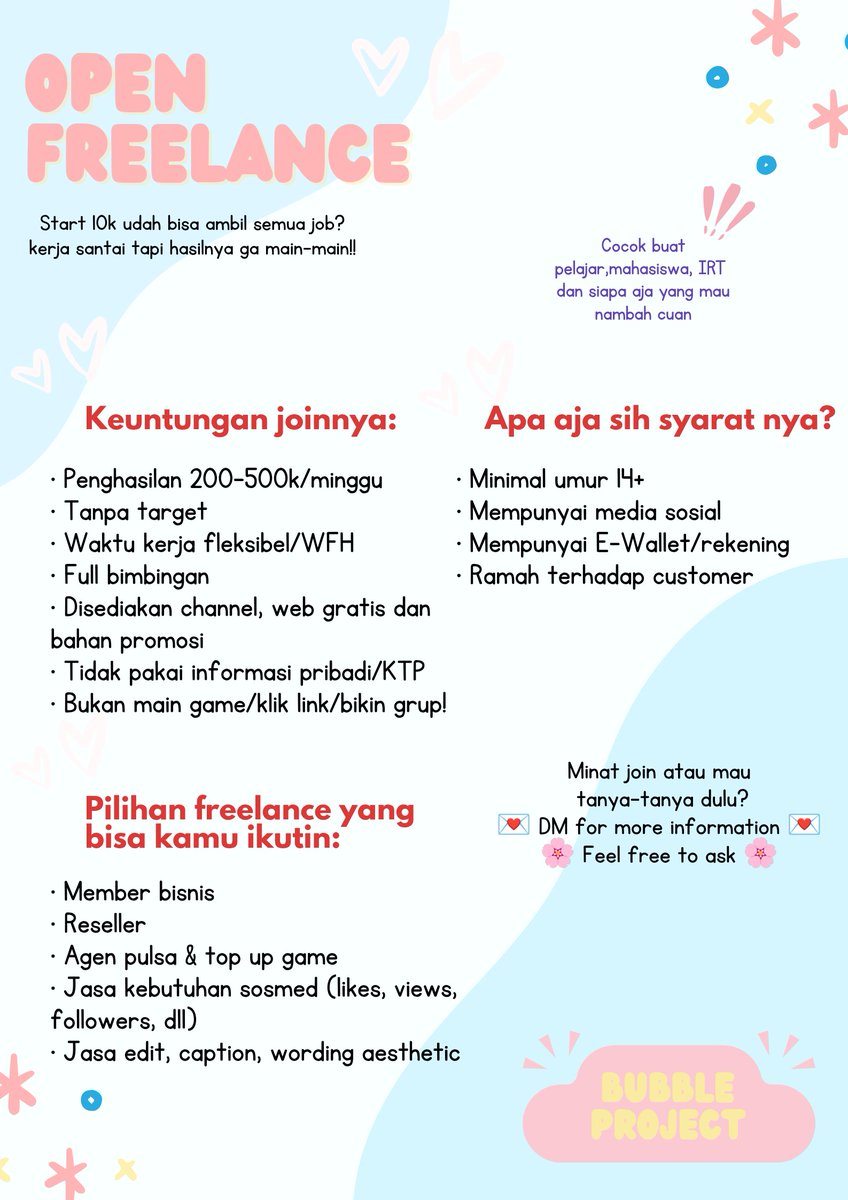 minsik01's tweet image. In this economy, kerja fleksibel bukan gaya hidup — tapi solusi. 
Join freelance bareng aku‼️ kerja dari mana aja, hasil tetap nyata😉💥
💌 Dm me
#zonauang #freelancejobs