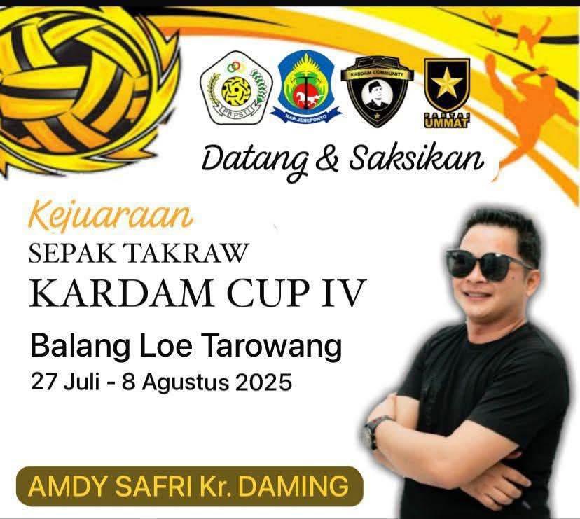 BISMILLAHIRRAHMAANIRRAHIIM Yuuk Datang Dan Saksikan ‼️ KEJUARAAN SEPAK TAKRAW KARDAM CUP IV ( Anggota DPRD Kabupaten Jeneponto Sulawesi Selatan) Mana nih yg dari Jeneponto Absen dulu d Komen yee🙏🏻😁☝🏻⭐️