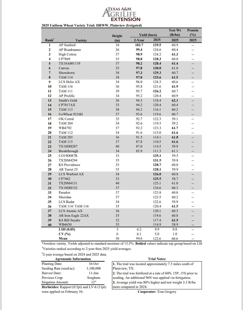 TAMU Small Grains Variety Testing Program tweet media