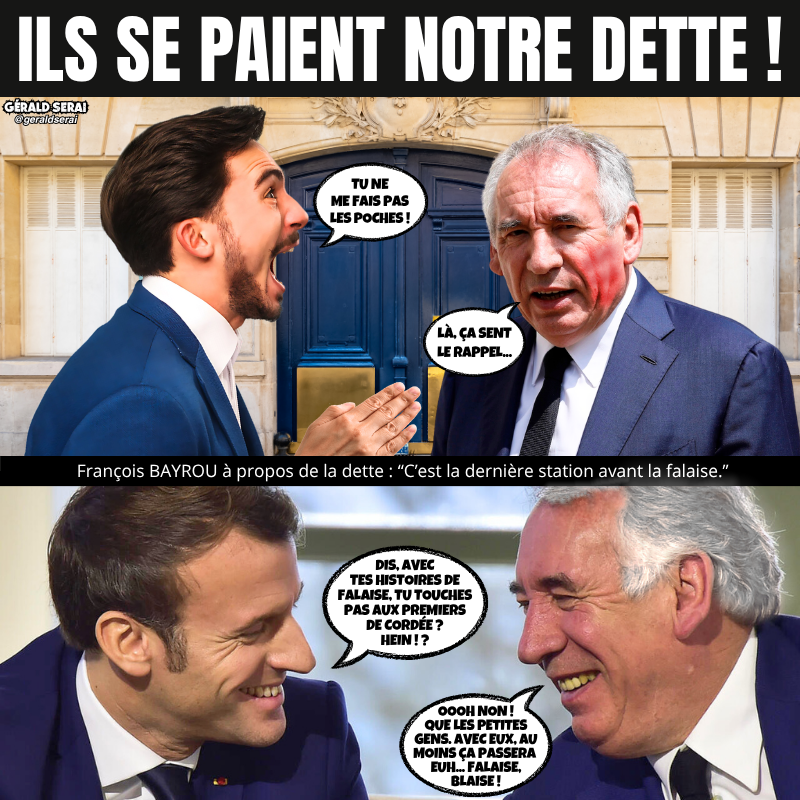 GeraldSerai's tweet photo. Il n’a pas parlé de supprimer l’ascension…
----------
#bfn #breakingfakenews #Humour #meme #actualite #Bayrou #Budget #dettepublique #falaise #feries #macron #premiersdecordée
Impertinemment vôtre ! 😜🔔 https://t.co/PukuNtF6UE