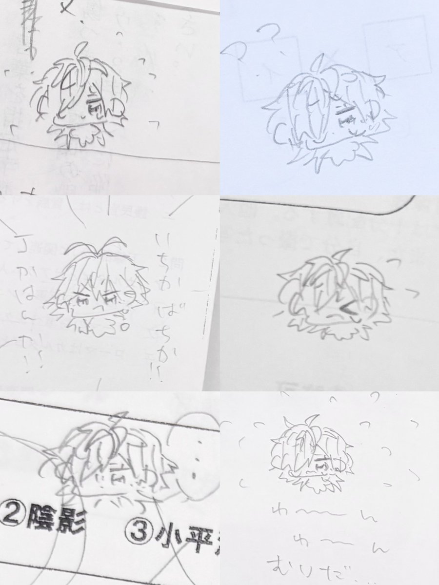 setoa_xx's tweet image. テスト終わった！！！！問題用紙にいるかわい子ちゃん達、いっぱい絵描くぞ！！