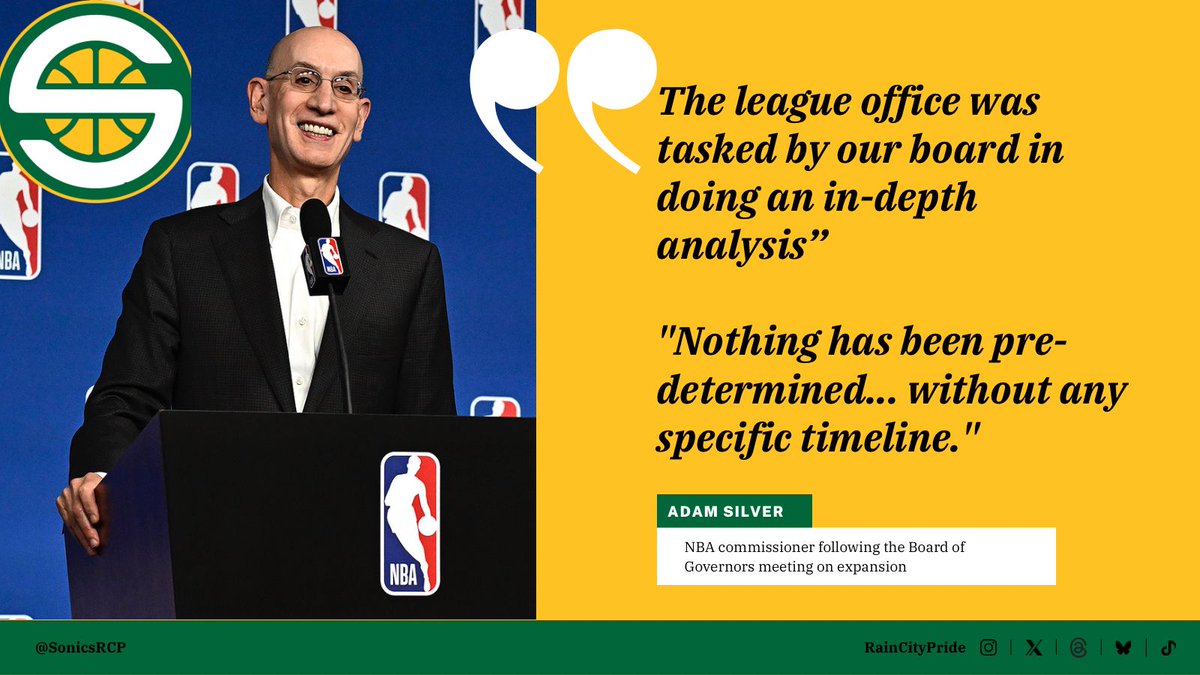 SonicsRCP's tweet image. BREAKING: Adam Silver said it is “Day One” of the NBA expansion process, adding it’s a “truly complicated issue.”

Not exactly what we wanted to hear today, but this is still progress, even if there’s no timeline available. #nbanews #BringBackOurSonics #Sonics