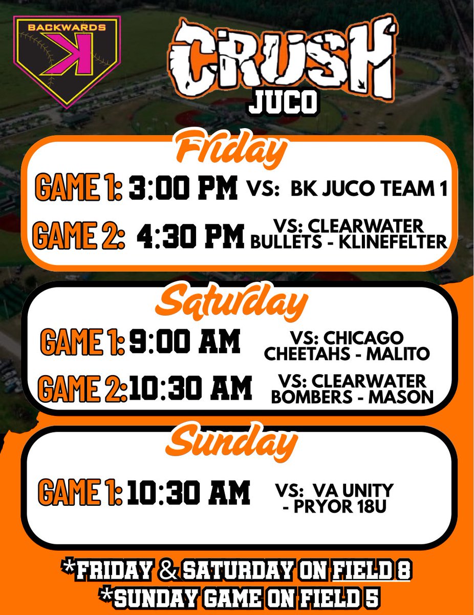 Crush heads to Newberry this weekend for <a href="/BackwardsKJax/">Backwards K Softball</a>! 

Crush McBurrows, Crush Cresswell and Crush-JUCO! 

Go Crush!