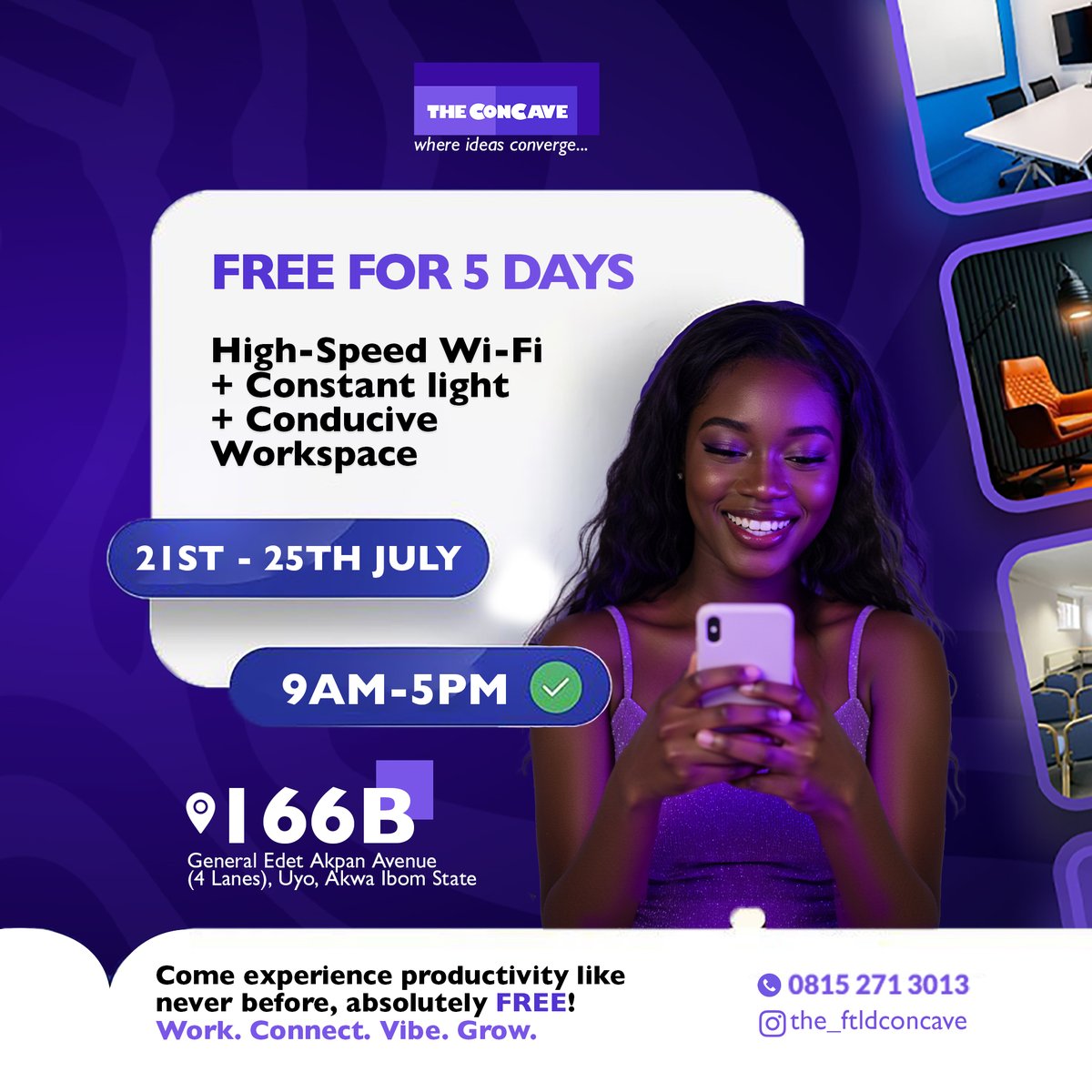 the_ftldconcave's tweet image. Wetin you dey wait for? 👀
Na 5 days of FREE workspace, correct Wi-Fi, and beta light! 🙃
📍Na for The ConCave e dey happen o.
📅 21–25 July.
No dull am. 🤲