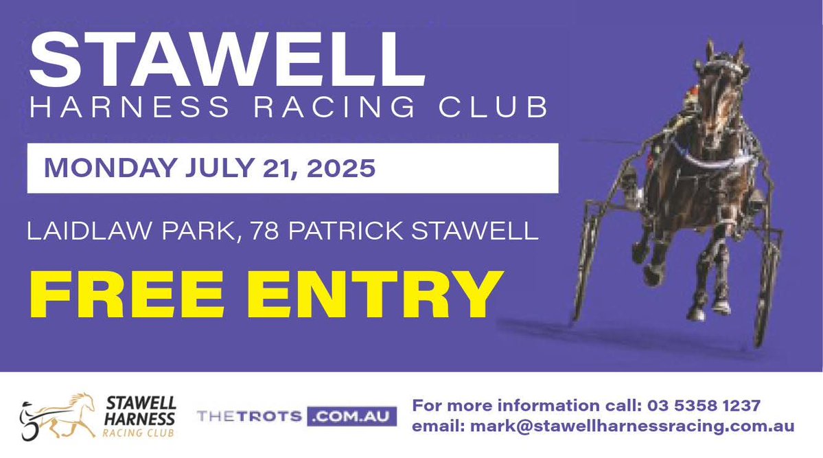 Nons for Stawell July 21 extended to 7.30am Thursday 

#trots