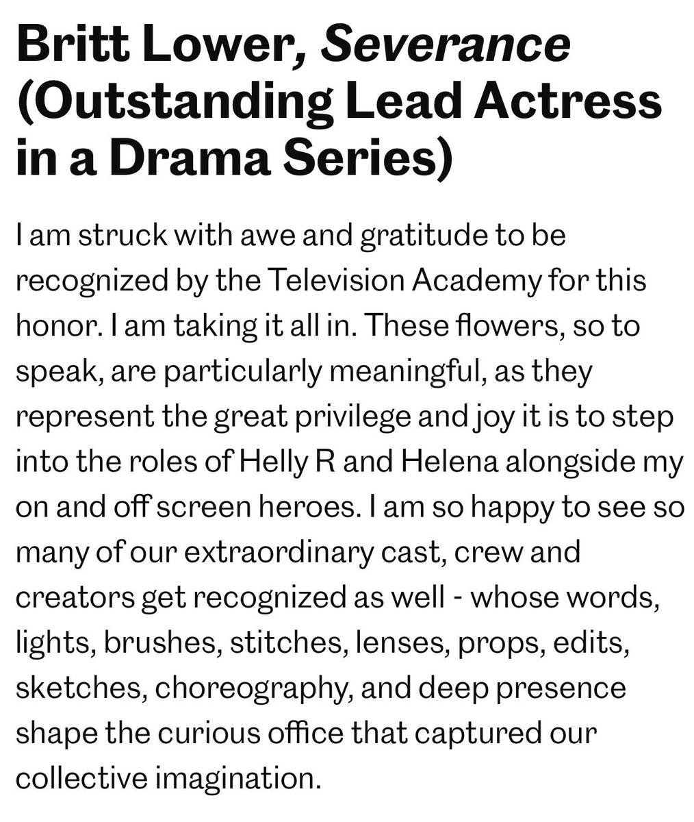 lowerfiles's tweet image. 🎙️ britt lower’s reaction to her emmy nomination
(source: entertainment weekly)