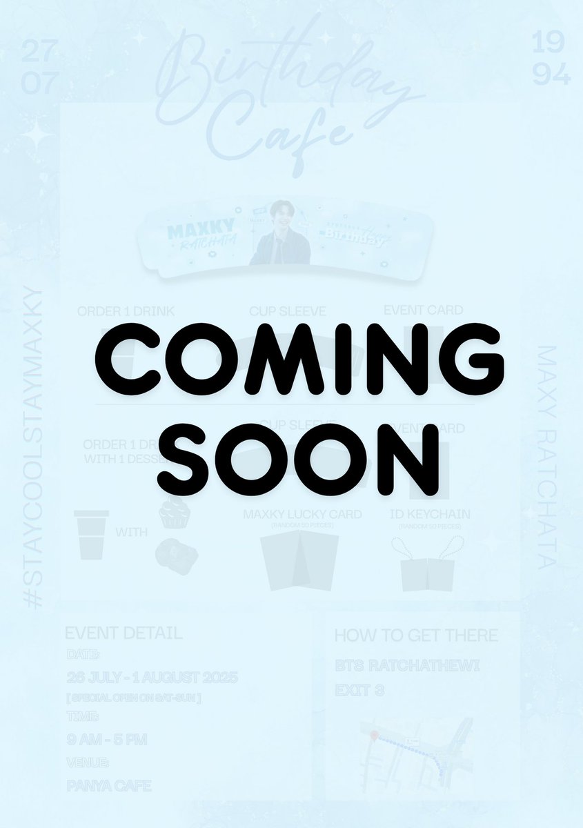 ✦⁺✩☽𝓜𝓪𝔁𝓴𝔂 𝓑𝓲𝓻𝓽𝓱𝓭𝓪𝔂 𝓒𝓪𝓯𝓮 𝓟𝓻𝓸𝓳𝓮𝓬𝓽 ☾✩⁺✦

📅𝑫𝒂𝒕𝒆 :  26 𝑱𝒖𝒍𝒚 - 1 𝑨𝒖𝒈 2025 
🕐𝑻𝒊𝒎𝒆 : 𝑴𝒐𝒏-𝑭𝒓𝒊 9.00 - 17.00     
                  𝑺𝒂𝒕-𝑺𝒖𝒏 9.00 - 17.00 
                  [ 𝑺𝒑𝒆𝒄𝒊𝒂𝒍 𝒐𝒑𝒆𝒏 𝒐𝒏 𝑺𝒂𝒕-𝑺𝒖𝒏 ]