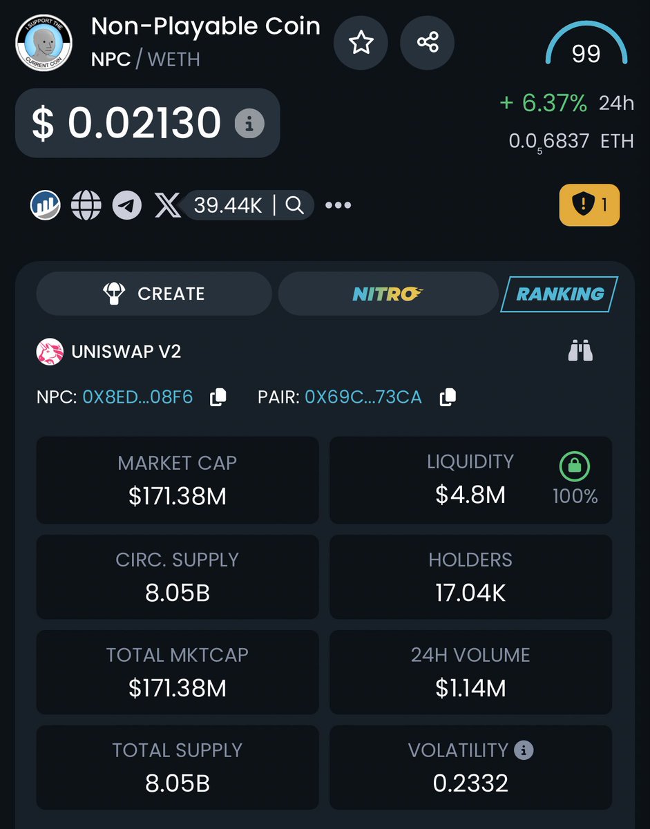 0xRockefeller's tweet image. $NPC to surpass 1B by the end of next week
Bookmark my post