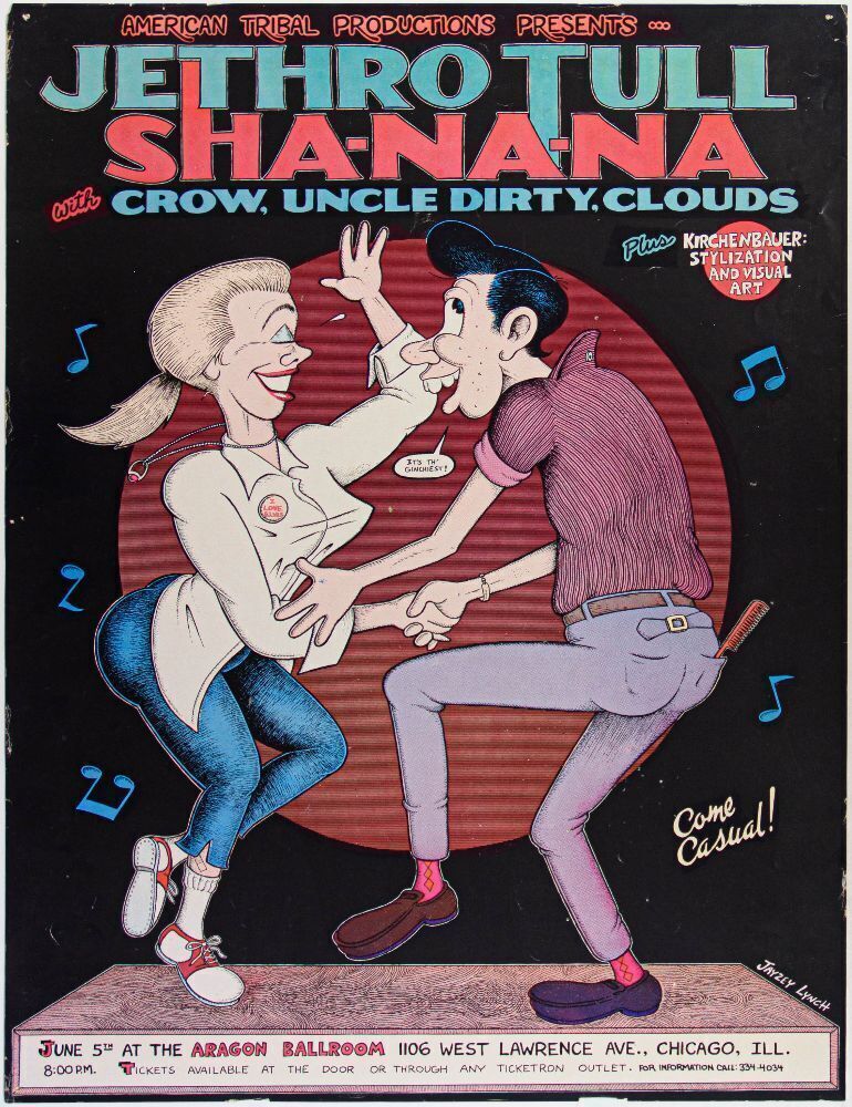 "It's Th' Ginchiest!" Jethro Tull &amp; Sha Na Na concert poster by Jay Lynch...  

results.concertpostergallery.com/lot/33120