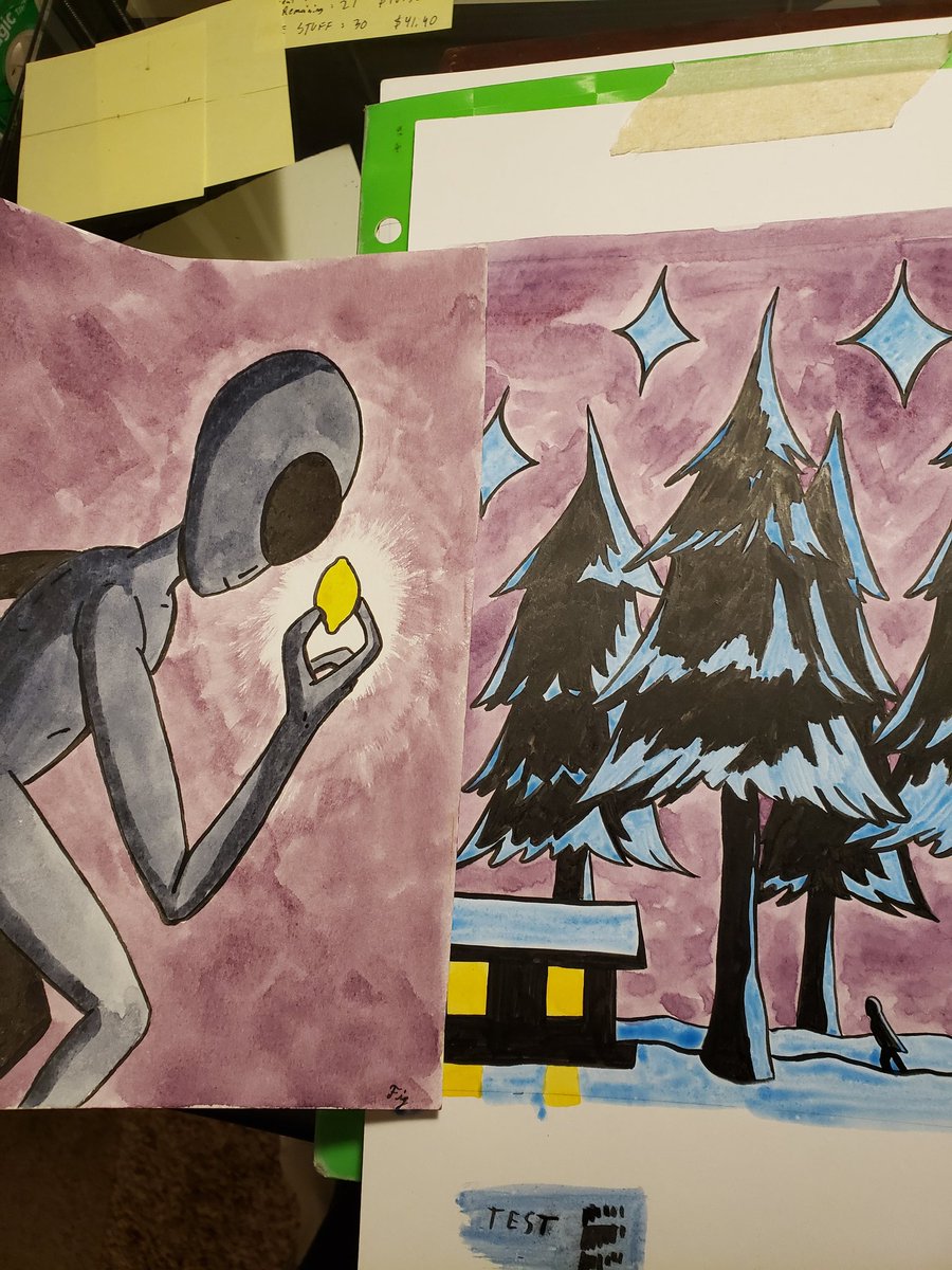 FigTheCosmic's tweet image. Unintentionally mixed almost the exact shade of purple for these paintings what da heck
